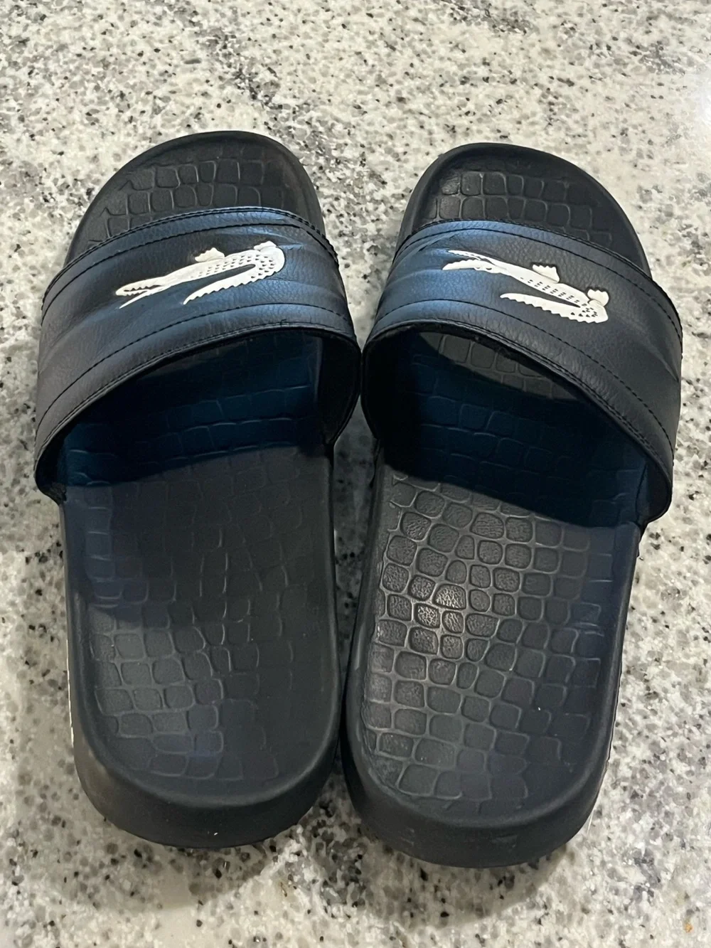 Lacoste Men's Size 13 Croco 1.0 Slide Black White
